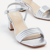 Toronto Silver Faux Leather Heeled Sandals