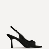 Tokyo Black Faux Suede Peep Toe Heels