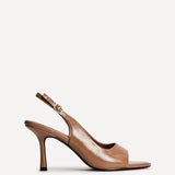 Tokyo Camel Faux Leather Peep Toe Heels