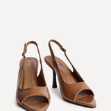 Tokyo Camel Faux Leather Peep Toe Heels