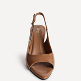 Tokyo Camel Faux Leather Peep Toe Heels