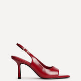 Tokyo Red Faux Leather Peep Toe Heels