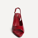 Tokyo Red Faux Leather Peep Toe Heels