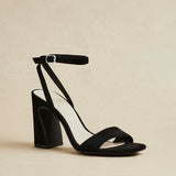 Trance Black Faux Suede Block Heels