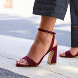 Trance Burgundy Faux Suede Block Heels