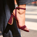 Trance Burgundy Faux Suede Block Heels
