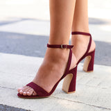 Trance Burgundy Faux Suede Block Heels