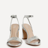 Trance Silver Faux Leather Block Heels