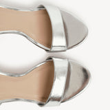 Trance Silver Faux Leather Block Heels