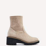 Trish Beige Faux Suede Wedged Ankle Boots