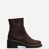 Trish Brown Faux Suede Wedged Ankle Boots
