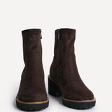 Trish Brown Faux Suede Wedged Ankle Boots