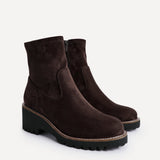 Trish Brown Faux Suede Wedged Ankle Boots