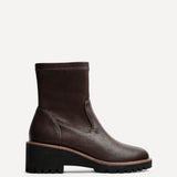 Trish Brown Faux Leather Wedged Ankle Boots