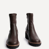 Trish Brown Faux Leather Wedged Ankle Boots