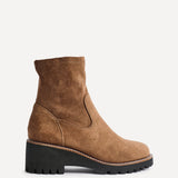 Trish Sand Faux Suede Wedged Ankle Boots