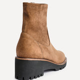 Trish Sand Faux Suede Wedged Ankle Boots
