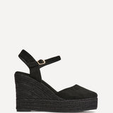 True Black Faux Suede Espadrille Wedges