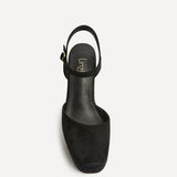 True Black Faux Suede Espadrille Wedges