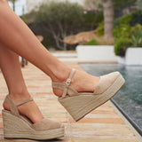 True Taupe Faux Suede Espadrille Wedges