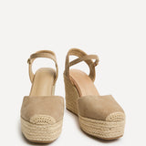 True Taupe Faux Suede Espadrille Wedges