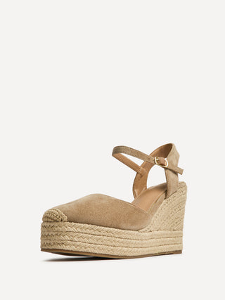 True Taupe Faux Suede Espadrille Wedges