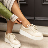 Twiggy Nude Faux Leather Trainers