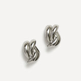 Twisted Silver Knot Stud Earrings