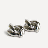 Twisted Silver Knot Stud Earrings