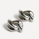 Twisted Silver Knot Stud Earrings