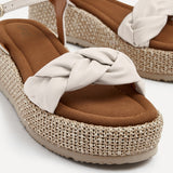 Twist Faux Nubuck Raffia Platform Sandals