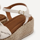 Twist Faux Nubuck Raffia Platform Sandals