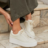Twyla Cream Faux Leather Trainers