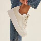 Twyla Cream Faux Leather Trainers