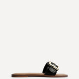 Tyla Black Flat Slider Sandals
