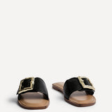 Tyla Black Flat Slider Sandals