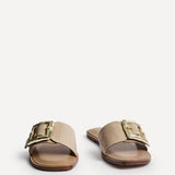 Tyla Taupe Flat Slider Sandals