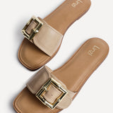 Tyla Taupe Flat Slider Sandals