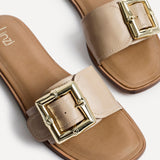 Tyla Taupe Flat Slider Sandals