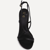Taliya Black Satin Strappy Stiletto Heels