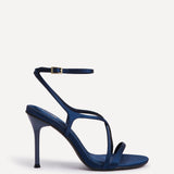 Taliya Navy Satin Strappy Stiletto Heels