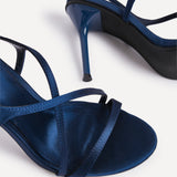 Taliya Navy Satin Strappy Stiletto Heels