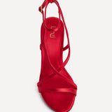 Taliya Red Satin Strappy Stiletto Heels