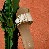 Tyla Taupe Flat Slider Sandals