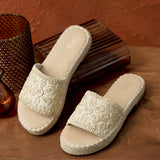 Savvy Gold Woven Slider Sandals