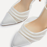 Tianey Wide Fit Bridal Ivory Mesh Court Heels