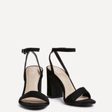 Trance Black Faux Suede Block Heels