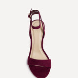 Trance Burgundy Faux Suede Block Heels
