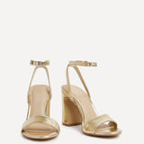 Trance Gold Faux Leather Block Heels