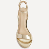 Trance Gold Faux Leather Block Heels